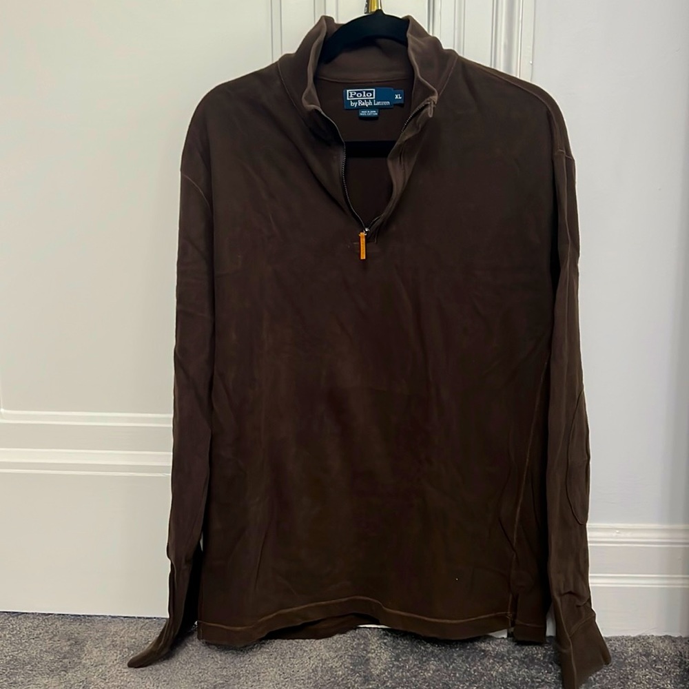 Polo quarter zip men’s pull over brown very lightly worn.